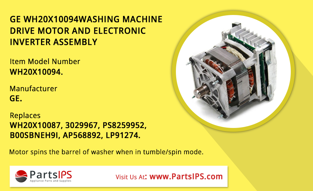 GE WH20X10094 Washing Machine Drive Motor and Electronic Inverter Assembly