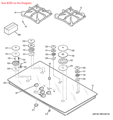 Picture of GE CAP BURNER H (BK) - Part# WB13T10060