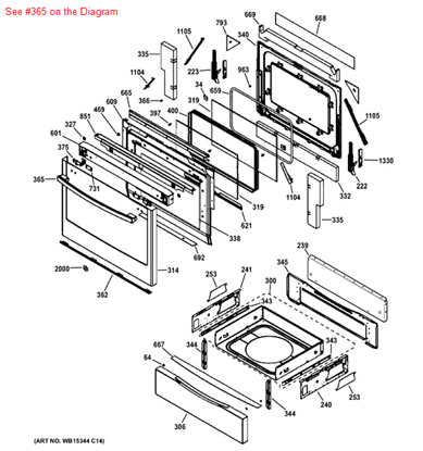 Picture of GE HANDLE AND END CAP ASM - Part# WB15T10222