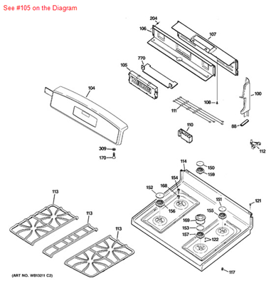 Picture of GE CONTROL GLASS TOUCH - Part# WB27K10145