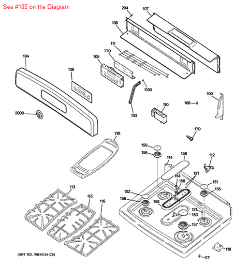 Picture of GE CONTROL OVEN T011 - Part# WB27K10245