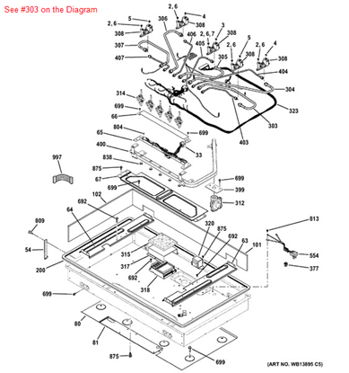 Picture of GE TUBE & NUT ASM RF - Part# WB28T10166