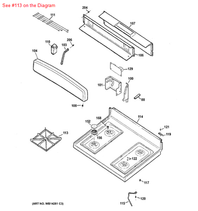 Picture of GE GRATE (GRAY) - Part# WB31K10035