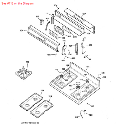 Picture of GE GRATE (TAUPE) - Part# WB31K10036