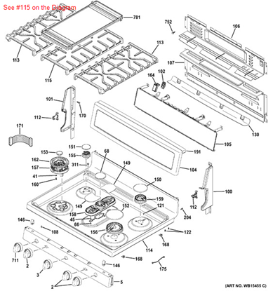 Picture of GE CENTRAL GRATE - Part# WB31X24737