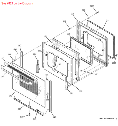 Picture of GE GLASS OVN DR (BK) - Part# WB56T10179