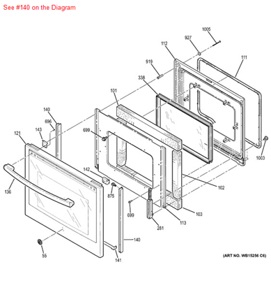 Picture of GE FRAME DOOR SIDE (BK) - Part# WB56T10287