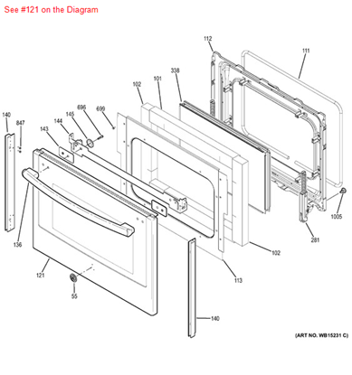 Picture of GE PANEL ASM BONDED LWR(SS) - Part# WB56X20026