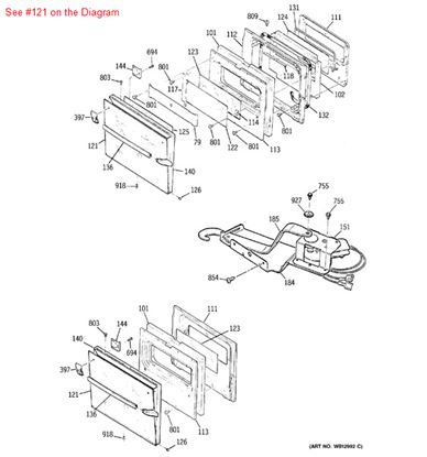 Picture of GE OV DR GL WHT OS1 - Part# WB57K5259