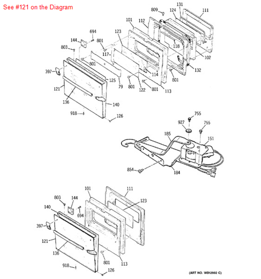 Picture of GE OV DR GL WHT OS1 - Part# WB57K5259