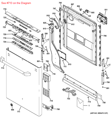 Picture of GE HANDLE ASM - Part# WD13X10057