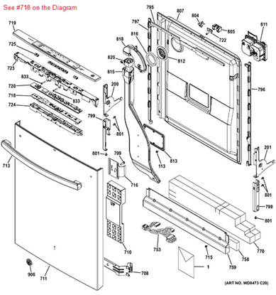 Picture of GE TOP LOGIC UI SERVICE KIT - Part# WD21X20724