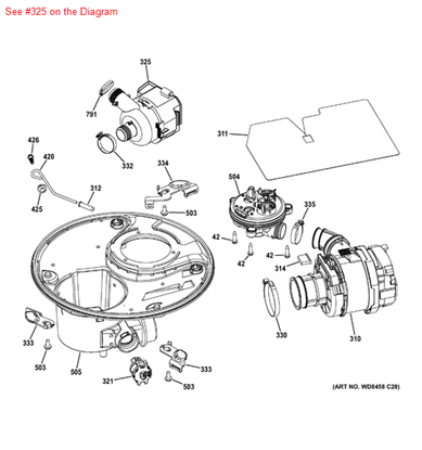 Picture of GE PUMP VARIABLE DRAIN ASM - Part# WD26X20306