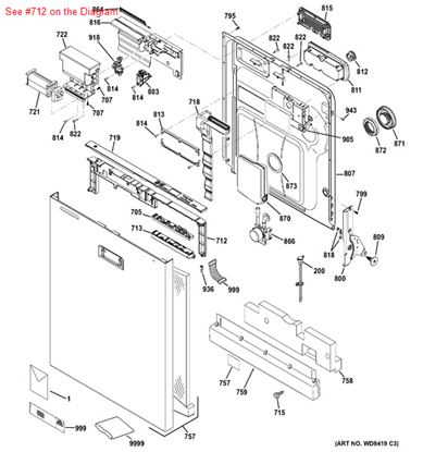 Picture of GE CONSOLE & COVER ASM - Part# WD27X10380