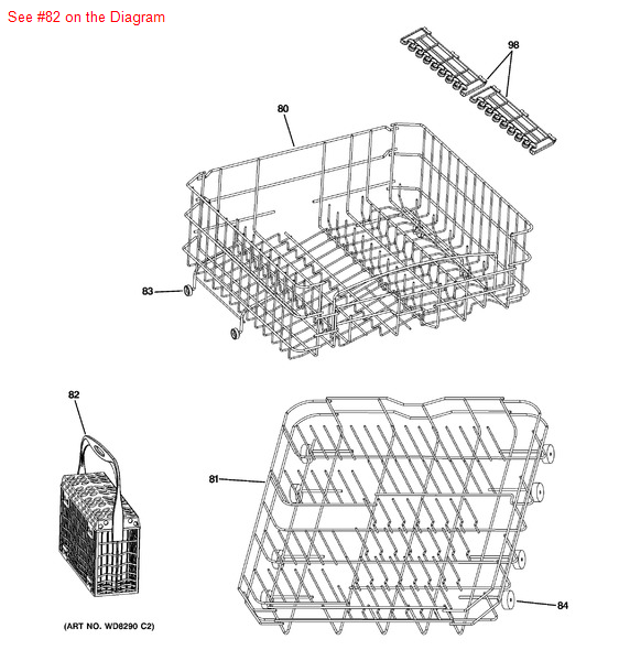 GE BASKET ASM SILVERWARE Part WD28X10215 Appliance Parts PartsIPS
