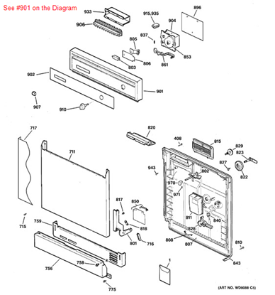 Picture of GE ESCUTCHEON & INSERT ASM - Part# WD34X10714