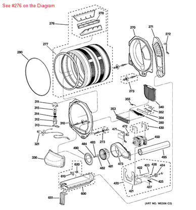 Picture of GE DRUM ASM OS2 - Part# WE21X10015