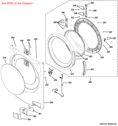 Picture of GE PANEL FRONT ASM (WH) - Part# WH46X10288