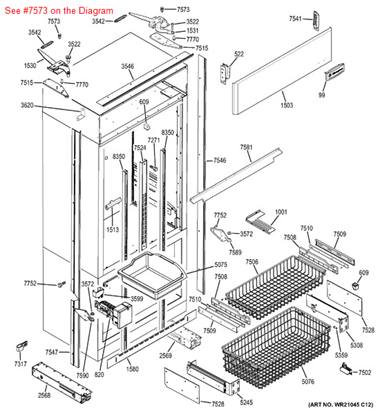 Picture of GE STUD SPRING FF DOOR - Part# WR01X10258