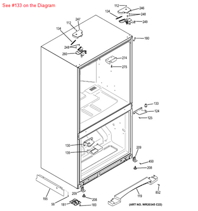 Picture of PIN HINGE ADJ BM - Part# WR01X10793