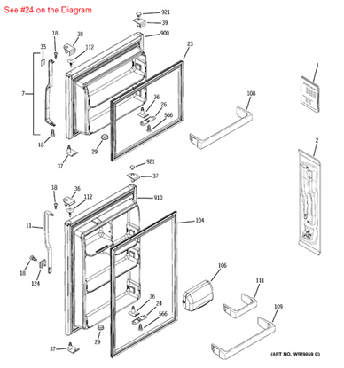 Picture of GE STOP DOOR FF - Part# WR02X10740