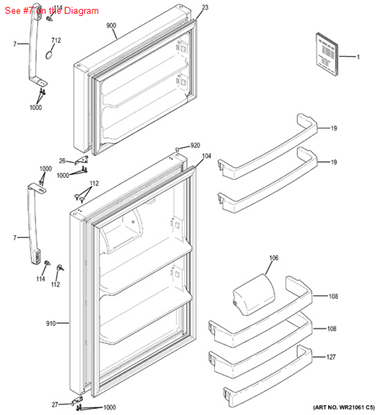 Picture of GE HANDLE PLASTIC ASM - Part# WR12X21157