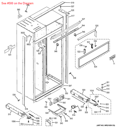 Picture of GE CHANNEL BASE ASSY (RH) - Part# WR13X10200