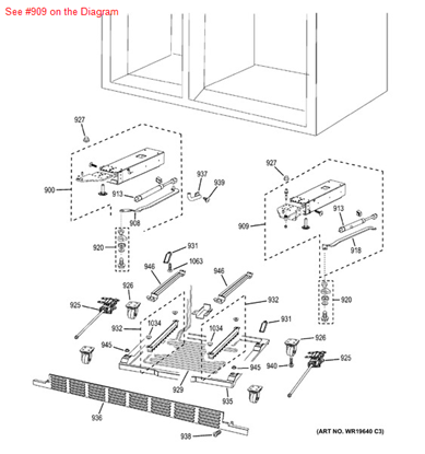 Picture of COMPLETE HINGE ASM RH - Part# WR13X10348