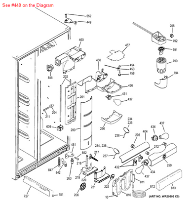 Picture of HINGE TOP & PIN ASM FF - Part# WR13X10362