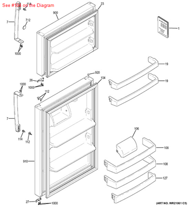 Picture of GE GASKET DOOR FF - Part# WR14X22910