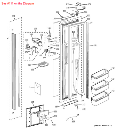 Picture of GE MICROS/HRNS/SUPT ASM WH - Part# WR17X11880