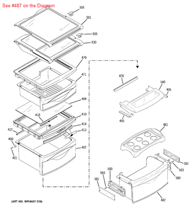 Picture of GE PAN FRAME ASM - Part# WR32X10562