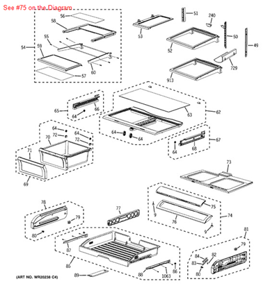 Picture of GE FLIP PANEL WINDOW - Part# WR32X10667