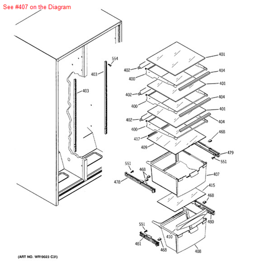 Picture of GE PAN VEG - Part# WR32X10837