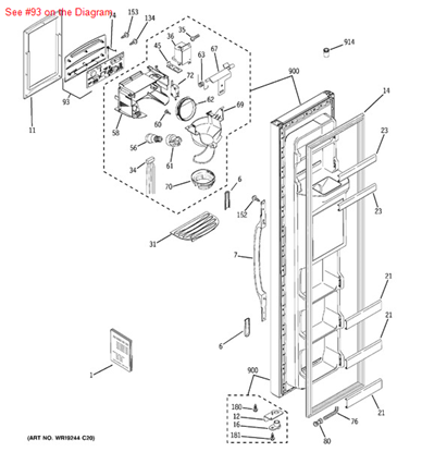 Picture of GE RECS DSPLY 4 B04 - Part# WR55X10455