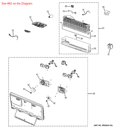 Picture of GE EVAP BLADE BACKWARD - Part# WR60X10264