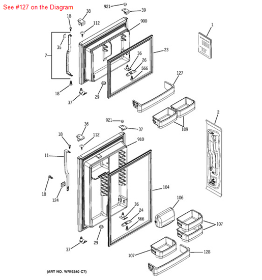 Picture of GE SHELF FRONT FZ - Part# WR71X10664