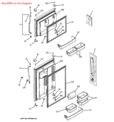 Picture of GE DOOR ASY FZ BISQUE(DROP SH - Part# WR78X10385