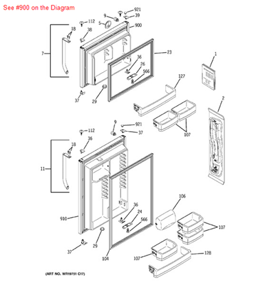 Picture of GE DOOR ASM FOAM FZ SS - Part# WR78X12067