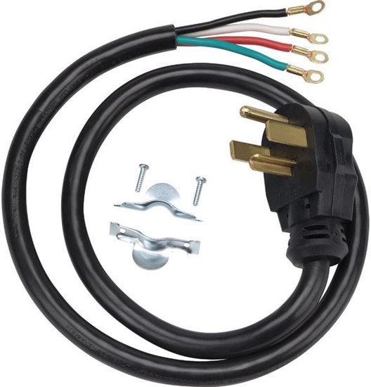 Picture of 6' 30 AMP 4 WIRE CLOTHES DRYER POWER CORD By GE General Electric Hotpoint - Part# WX09X10020