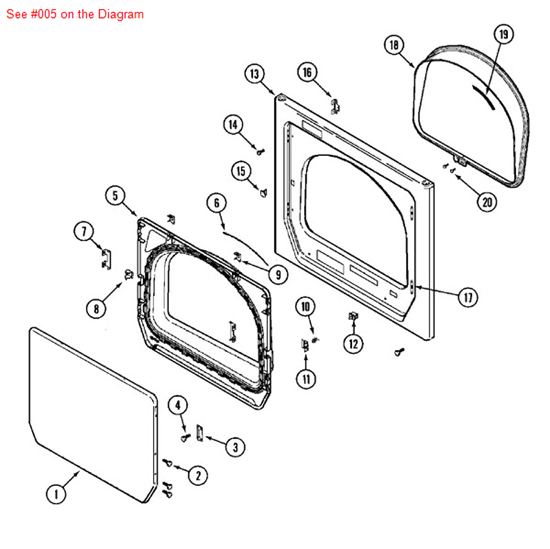 Picture of Maytag P1-DOOR,INR W/SEAL/+O/S1 - Part# 33002544