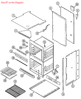 Picture of Maytag HINGE, DOOR - Part# 74004059