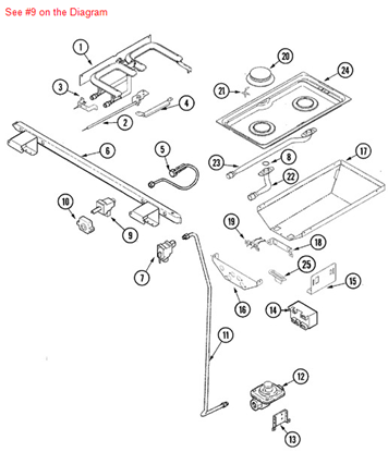 Picture of Maytag VALVE, BURNER RIGHT - Part# 74006118