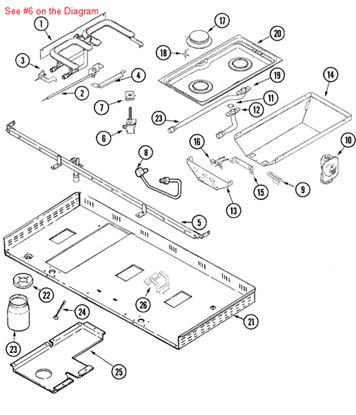 Picture of Maytag VALVE, TOP BURNER - Part# 74007006