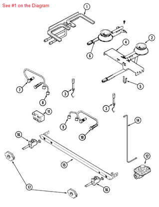 Picture of Maytag BURNER, GRILL - Part# Y712601