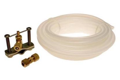 Picture of 1/4" x 25' Refrigerator Ice Maker Install Polyethylene Tubing Kit W/Piercing Valve and 1/4" Brass Union - Part# 48362