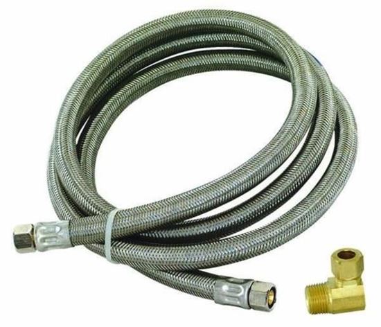 Picture of 8' Stainless Steel Dishwasher Supply Line Fill Hose W/Elbow - Part# 48366
