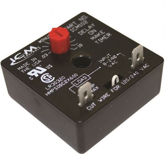 Picture of A/C Air Conditioning, Refrigeration and Heat Pump Delay-on-Make Timer with .03-10 minute adjustable delay, 18-240 VAC - Part# ICM102