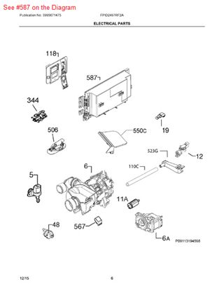 Picture of Frigidaire CONTROL ASSEMBLY - Part# 117492640