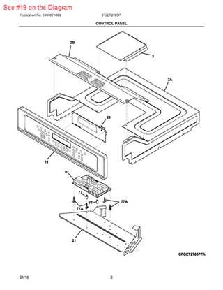 Picture of Frigidaire CONTROL PANEL ASSEM - Part# 139038831